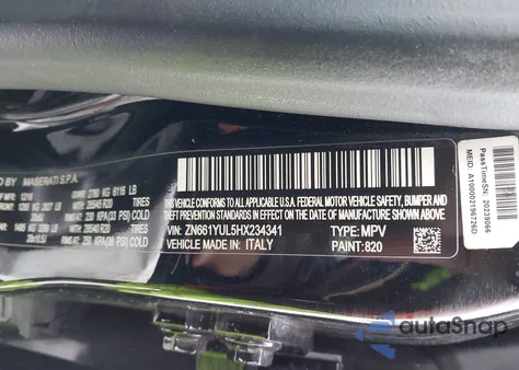 2017 Maserati Levante S z USA, uszkodzony, nr VIN ZN661YUL5HX234341